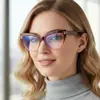 Gafas de Moda Europeas y Americanas Nuevas Estilo Ojo de Gato Versátiles Retro Anti-Luz Azul Lisas Diseño Simple Adecuadas para Lentes de Prescripción Monturas de Gafas Transfronterizas