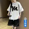 Conjunto de Camiseta de Manga Curta de Verão para Adolescentes Masculino 2025 Novo Tamanho Grande Solto Esportivo Casual Conjunto Masculino Conjunto de Duas Peças