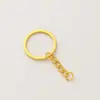 Llavero dorado, llavero de un solo aro con cadena, aro abierto, accesorios para llaveros DIY, llavero, cadena colgante