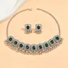 Collar y pendientes de estilo étnico retro, tridimensional, cuadrado, con temperamento exagerado, para mujer, ideal para el mercado de Oriente Medio.