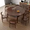 Mesa de jantar de madeira maciça, mesa de jantar telescópica simples, mesa de jantar dobrável, adequada para casa e apartamentos pequenos, mesa e cadeira de jantar de uso duplo quadrado e redondo, mesa redonda