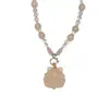 Collar de Zorro de Nueve Colas de Cristal Rosa Natural con Cadena de Cuentas Móviles para Mujer, Colgante de Zorro de Cristal Rosa con Collar de Cristal Blanco Facetado