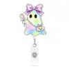 Insignia Boo Degradada Chapada en Oro con Clip Retráctil Nuevo Modelo 2026 Serie de Colgantes Decorativos Fantasma Brillante Estética Girly