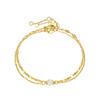 Pulsera Sencilla y Moderna Transfronteriza Europea y Americana Multicapa de Acero Inoxidable Chapada en Oro de 18K Pulsera de Cadena Apilada con Joyería de Perlas