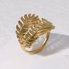 Anillo de Acero Inoxidable con Forma de Hoja Transfronterizo Europeo y Americano Que No Se Desvanece, Estilo Ins Nicho Elegante Anillo Abierto de Acero de Titanio Venta al por Mayor