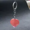 Colgante con Forma de Corazón Transfronterizo 30*12mm Llavero Piedra Natural Cristal Rosa Corazón de Melocotón Joyería DIY Más Vendida