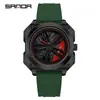 Reloj de Moda OFNS Esqueleto de Coche Rotación 360 grados Reloj para Hombre Tendencia Más Vendido Versátil para Estudiantes Reloj de Cuarzo