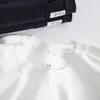 Camiseta de Manga Corta Gruesa Estilo Japonés de Algodón Puro 260g para Hombres y Mujeres, Corte Holgado, Color Sólido de Verano, Manga Media, Camiseta Básica Casual Simple