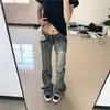 Jeans Rotos de Cruz para Mujer Talla Americana Plus Size Chica Picante Moda de Primavera Elegantes Adelgazantes Micro Campana