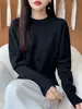 Suéter de Punto Base Grueso Cálido Holgado Versátil Adelgazante con Cuello Redondo y Dobladillo con Cremallera para Mujer Otoño Invierno