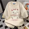 Camiseta de Manga Corta con Diseño de Marca Ins Trendy Verano 2026, Informal Holgada Relajada con Estampados Divertidos, Top Versátil para el Trabajo