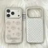 Funda para Teléfono Móvil Estilo Coreano Ins Oso Lindo 17Promax Adecuada para 16Promax Pegamento 15Pro/14Pro Puntos