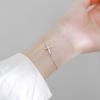 Pulseira Simples Fina de Prata 925 Estilo Coreano Cruz Ajustável Minimalista Linda Pulseira Joia de Prata Feminina