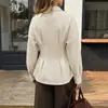 Camisa Nueva de Otoño 2026 de Color Sólido Ajustada, Elegante Blusa de Cuello, Camisa con Volantes Transfronteriza Europea y Americana
