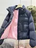 Chamarra Acolchada de Plumas de Pato Blanca para Mujer, Estilo Coreano Retro, Texturizada, Color Contrastante, Engrosada, Cuello Alto, Nueva de Invierno 2026