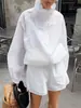 Conjunto deportivo retro estilo francés, estilo europeo y americano transfronterizo, chaqueta con cremallera para protección solar, cárdigan, shorts de pierna ancha con cordón en la cintura elástica