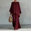 Moda Casual Feminina Amazon Europeia e Americana Transfronteiriça 2026 Conjunto de Top Liso Solto em Mistura de Linho e Calça de Pernas Largas