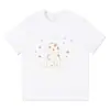 Camiseta de Manga Curta com Estampa de Filhote em Seda Leite Verão Novo Estilo Solta Emagrecedora Estudante Top Versátil para Homens e Mulheres