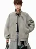 Nueva colección de otoño: Chaqueta de cuero PU tie-dye mate estilo retro americano, moderna de corte holgado para hombre, cordón, cuello alto, chaqueta estilo motociclista