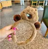 Faixa de cabeça fofa com orelhas de panda para lavar o rosto, faixa de cabeça de pelúcia de desenho animado com coroa alta para mulheres, faixa para maquiagem e lavar o cabelo, acessório de cabelo