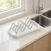 Venta Caliente Acero Inoxidable Forma de W Jabonera Estante de Almacenamiento Creativo Hogar Baño Drenaje Charola para Jabón Soporte para Jabón Mayoreo