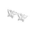 Brincos de tarracha de aço inoxidável com design de borboleta elegante estilo coreano, versáteis, moda feminina, fofos, brilhantes, vazados, joias de orelha de borboleta pequena