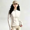 Jaqueta de Pilates Yoga Cintura Curta Emagrecedora Roupa Esportiva Manga Longa Cardigã Gola Alta Zíper Roupa Fitness Top para Corrida