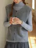 Chaleco de Punto de Lana Mezclada con Cuello Redondo Nuevo para Mujer Otoño e Invierno 2025 Suelto Casual Suéter Gris
