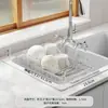 Cesta escurridora para fregadero de acero inoxidable Estante retráctil para platos para fregadero de cocina Escurridor multifuncional para cubiertos, cuencos y palillos