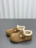 Zapatos Birkenstock de Piel Genuina Forrados de Lana para Mujer 2026 Invierno Nuevos Puntera Redonda Suela Gruesa Aumentadores de Altura Cálidos de Piel de Vaca Zapatos de Algodón Modernos