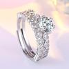 Anillo de red coreano del sur transfronterizo al por mayor combinación de diamante Mosang en forma de corazón de trémolo dos en uno anillo femenino dividido para transmisión en vivo