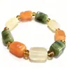 Joyería de jade de seda dorada de Xinjiang de tres colores, cuentas de terrón de azúcar, pulsera de jade colorida para mujer, pulsera de jade para parejas, joyería de jade amarillo natural