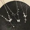 Collar de Borlas de Perlas Mariposa de Doble Capa para Mujer Verano Lujo Accesible Cadena de Clavícula de Gama Alta Accesorios para Faldas de Playa