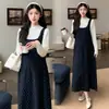 Em estoque: Coleção de outono 2026, novo conjunto de vestido de maternidade elegante, de corte solto e estilo coreano, disponível em tamanhos grandes