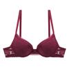 Europa y Estados Unidos sujetador pequeño de pecho cruzado recogido sexy encaje copa triángulo copa delgada semitransparente par sujetador venta al por mayor