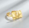 Anillo ancho de estilo coreano transfronterizo de plata de ley S925 con patrón de papel de aluminio dorado y plateado cóncavo irregular, temperamento, todo-partido