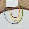 Collar de Cuentas Colorido Dopamina de Verano Diseño de Nicho Cadena para la Clavícula de Color Contrastante Pendientes de Moda para Mujer Pendientes
