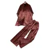 Conjunto Duas Peças Casual Vermelho com Calça de Pernas Largas para Mulheres, Moda Outono Solto para Trabalho Casual Elegante