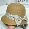 Sombrero de Paja con Lazo de Puntos Dulces Japoneses para Mujer, Verano, Elegante, Cara Descubierta, Sombrero de Cuenca Pequeña, Sombrero de Sol para Vacaciones en la Costa, Sombrero de Playa