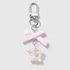 Ins Simple Dulce Exquisito Lazo Rosa Resina Lazo Flor de Cerezo Estrella Durazno Llavero Colgante DIY