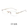 Gafas Ultra-Ligeras con Montura de Titanio sin Marco Artístico Estilo Japonés para Mujeres Miopes, Lentes Ópticos Profesionales Graduados, Hombres Elegantes y Modernos