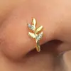 Argola de nariz sem furo cobre banhado a ouro 18K zircônia microincrustada clipe de nariz cobertura de nariz joia de nariz transfronteiriça europeia e americana folhas Estrelas