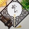 Leque Laqueado Personalizado com Texto, Leque Redondo Espessado, Leque Pintado à Mão Estilo Chinês Semitradicional, Superfície do Leque Estilo Antigo Pincelada Livre em Tinta Lavada Totalmente Branca, Material de Bambu