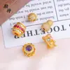 Accesorios Dorados Chapados de Color Duradero para Manualidades con Incrustaciones de Circonita, Cuentas Espaciadoras para Pulseras, Accesorios Dorados Chapados con Flor de Calabaza de Diamante Completo Hueca Calada