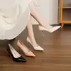 Zapatos de tacón alto para mujer 9169B, punta fina, tacón de aguja, charol, blanquecino, sencillos y elegantes, adecuados para el trabajo