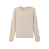 Mezcla de lana de lujo ligero, capa base simple y versátil para el trabajo, top liso de color sólido casual para usar en capas o solo