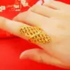 Anillo de mujer con apertura festiva de oro arena vietnamita en forma de abanico, chapado en cobre, oro de 24 k, accesorios con explosiones transfronterizas europeas y americanas.