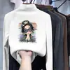 Camada base para meninas, camiseta de fleece com gola alta parcial para crianças, outono e inverno, peça íntima quente versátil, blusa de manga comprida para crianças mais velhas