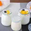 Botella de Vidrio para Pudín con Tapa 100ml Taza de Yogur Taza para Postre Horneado Taza para Mousse Resistente a Altas Temperaturas Botella Dispensadora Botella Dispensadora de Alimentos
