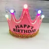 Sombrero de cumpleaños luminoso LED sombrero de fiesta de cumpleaños para niños y adultos sombrero de corona decorativa para niños de un año tres tipos de luces intermitentes